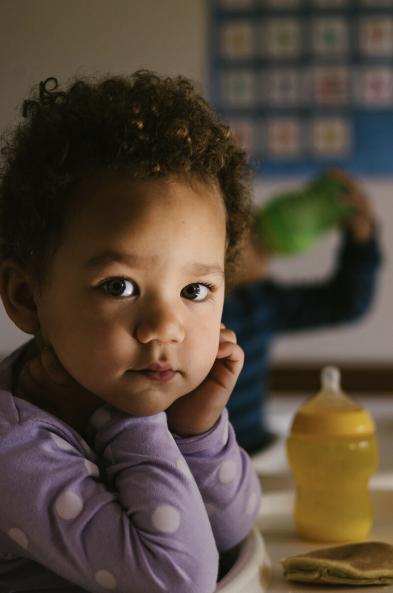A portrait of a baby girl