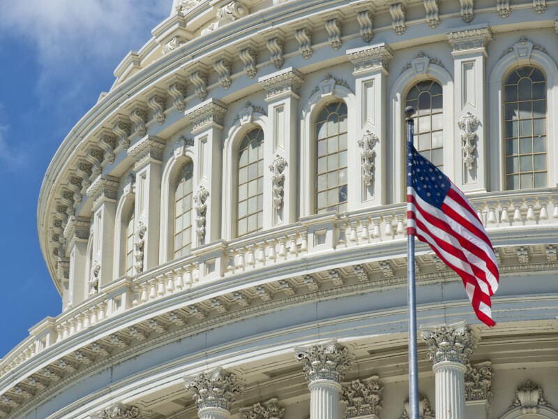 Washington,Dc,Capitol,Detail,With,American,Flag