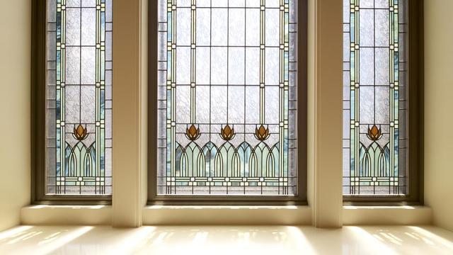 Stained glass in the Tucson Arizona Temple.