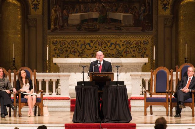 Image titleElder Cook speaking at the Standford University Convocation at Memorial Church. Image from Facebook.