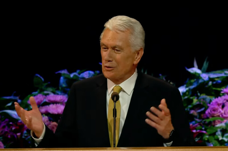 Elder Dieter F. Uchtdorf speaks during a Worldwide Devotional for Young Adults at the Marriott Center on the campus of Brigham Young University in Provo, Utah, on Sunday, February 2, 2025.