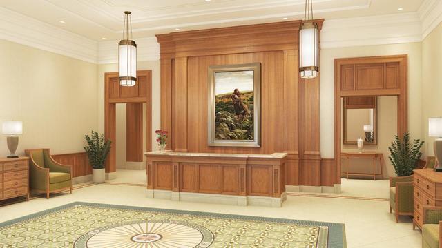 A rendering of the Pocatello Idaho Temple lobby.