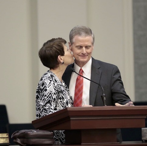 Elder and Sister Bednar speaking together 