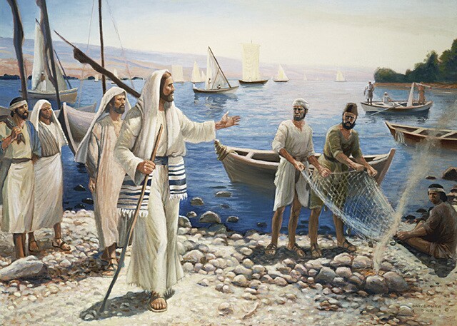 jesus and peter fishing