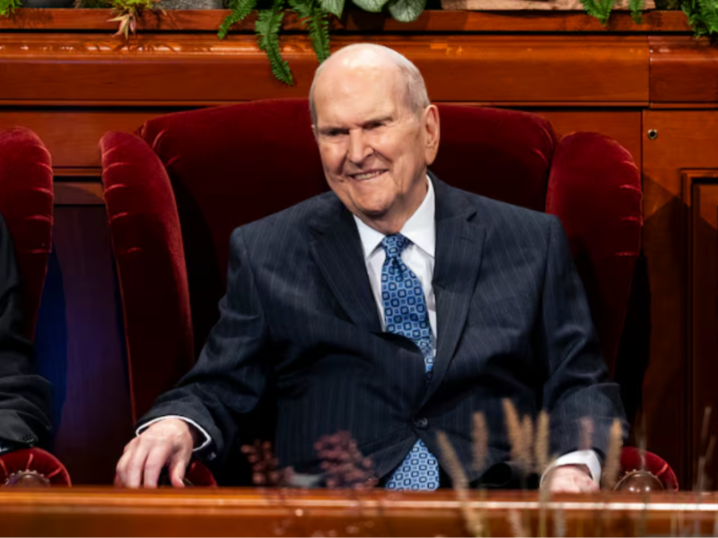 President Russell M. Nelson, of The Church of Jesus Christ of Latter-day Saints, smiles during the afternoon session of the 194th Semiannual General Conference of The Church of Jesus Christ of Latter-day Saints at the Conference Center in Salt Lake City on Sunday, October 6, 2024.