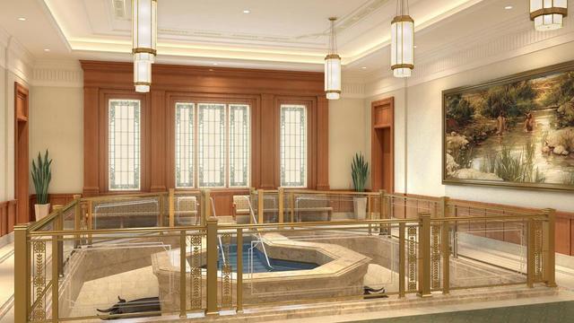 A rendering of the Pocatello Idaho Temple baptistry.