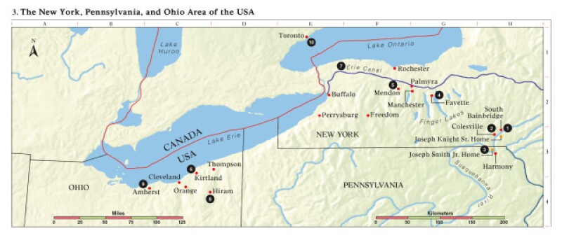 Map 3: the New York, Pennsylvania,and Ohio Area of the USA
