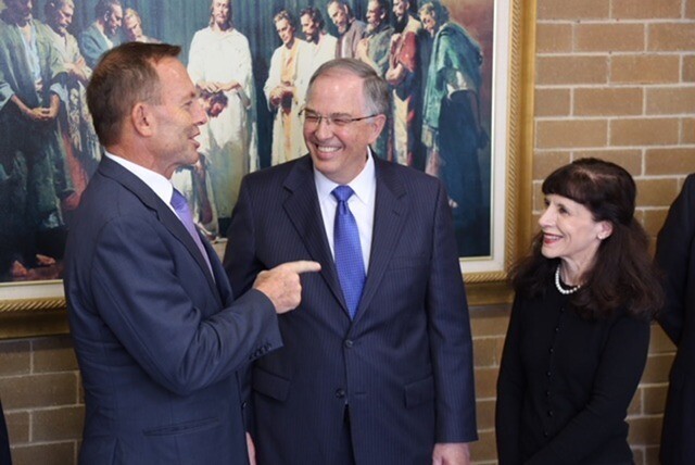 Elder and Sister Andersen with Tony Abbott, former prime minister of Australia.