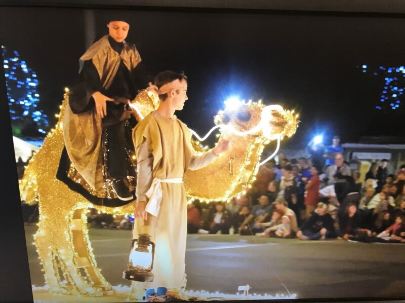 Side view of the wise men on their camels.