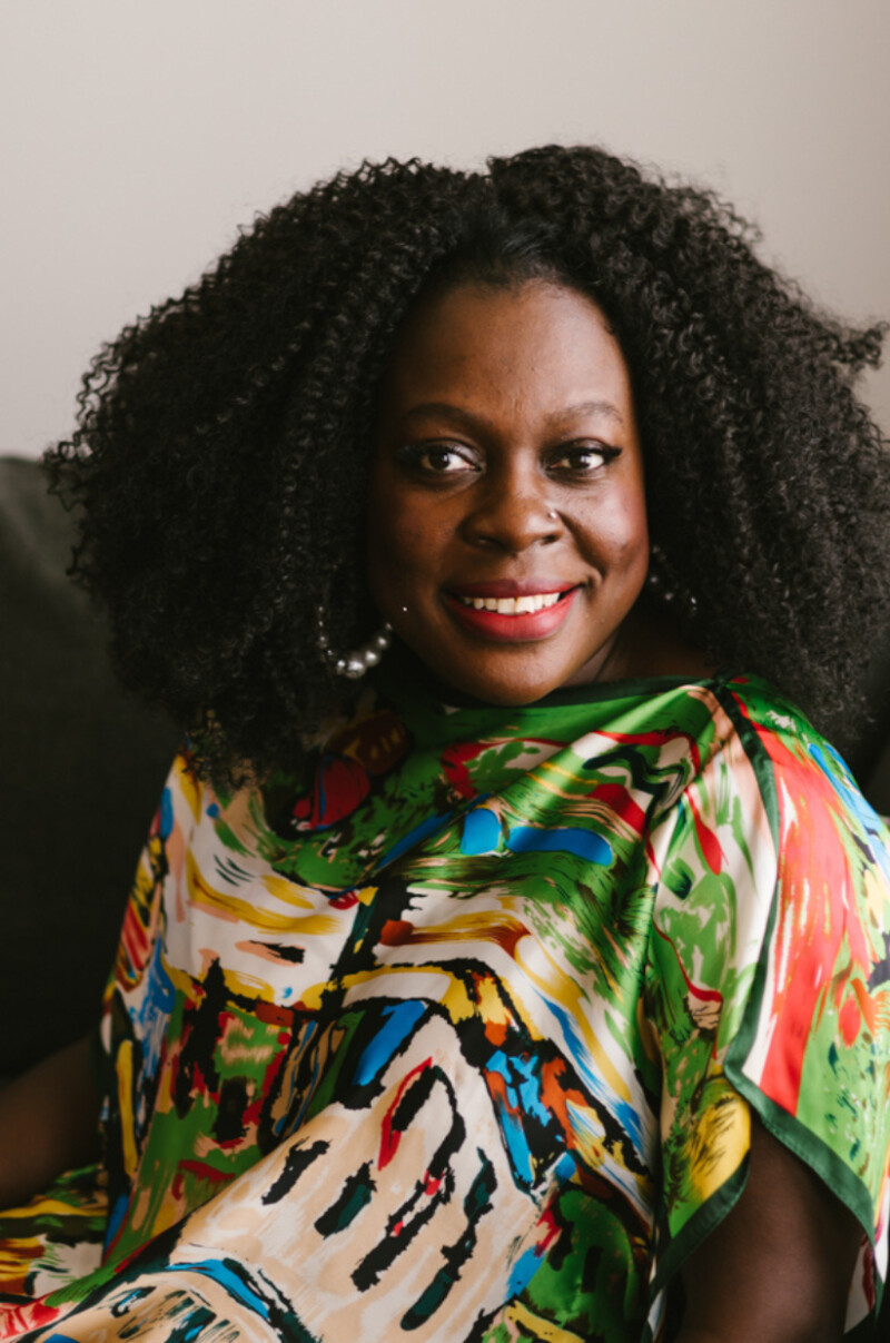 A portrait of a woman smiling