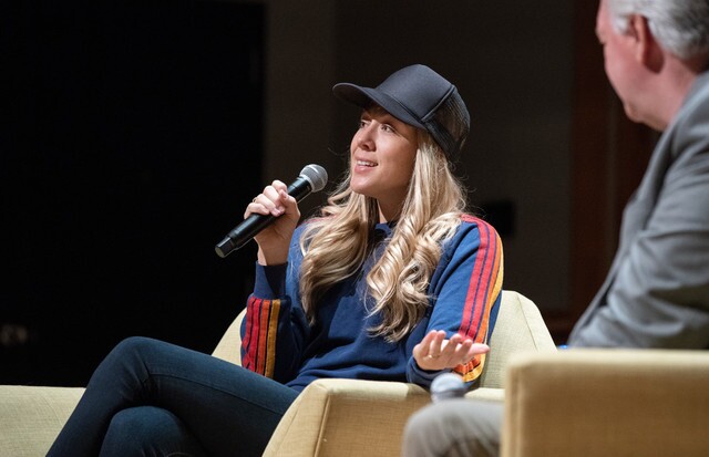 Colbie Callait speaks to students at BYU