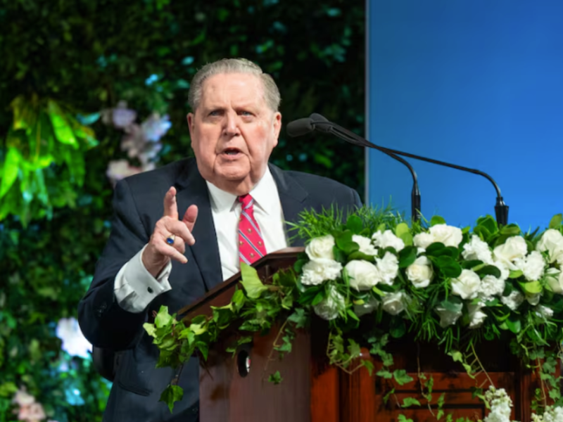 President Jeffrey R. Holland speaks at a multistake conference in Santo Domingo, Dominican Republic, on Sunday, November 10, 2024.