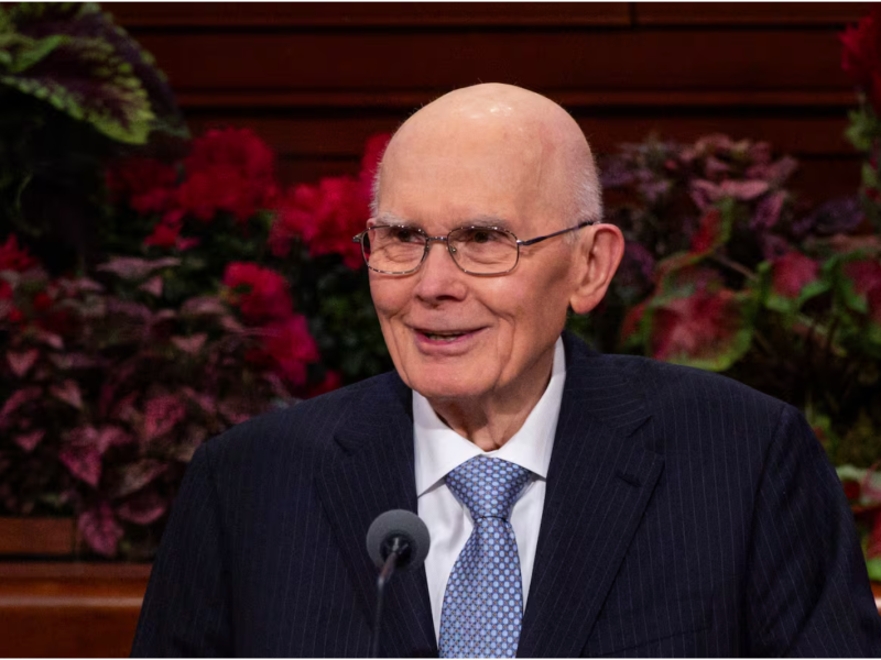 President Dallin H. Oaks, president of the Quorum of the Twelve Apostles, opens the Sunday morning session of 195th Semiannual General Conference of The Church of Jesus Christ of Latter-day Saints at the Conference Center in Salt Lake City on Sunday, Oct. 5, 2025.