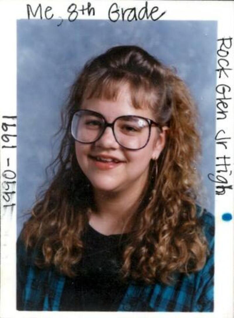 KaRyn's 8th-grade picture, bangs and all, taken at around the time she received her heart necklace. 