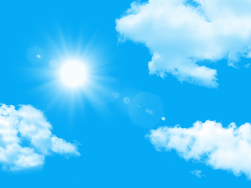 Clear,Sky,With,Fluffy,Clouds,,Sunbeams.,Sky,Background,For,Stretch