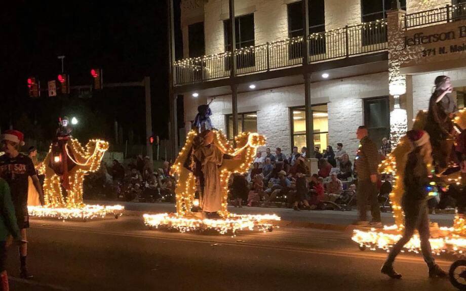 Side view of the camels as the float passes.