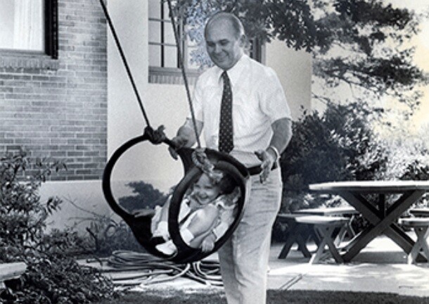 President Oaks and his daughter Jenny when she was a little girl.