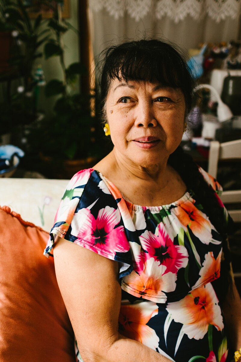 A portrait of a woman smiling