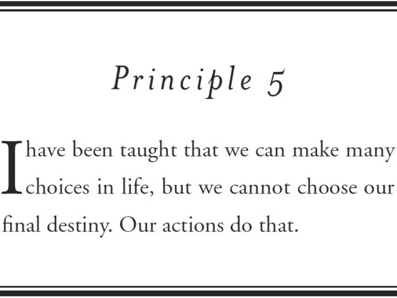 I have been taught that we can make many choices in life, but we cannot choose our final destiny. Our actions do that. -Elder Richard G. Scott