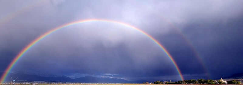 Full Double Rainbow over Saratoga Springs Temple 