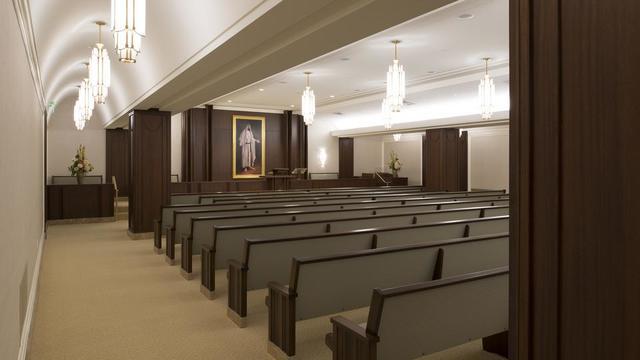 The chapel in the Jordan River Utah Temple.