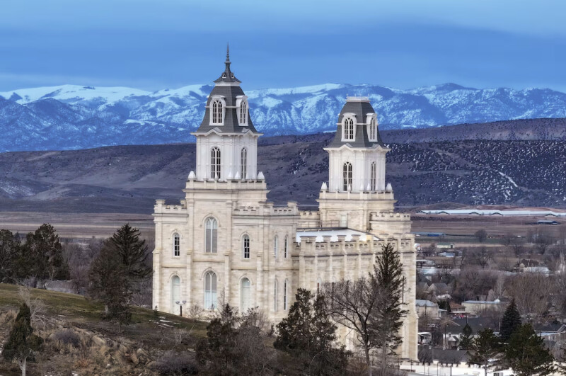 The Manti Temple shines in the early morning light as last minute preparations are being completed for the upcoming open house in Manti, Utah, on Monday, March 11, 2024.