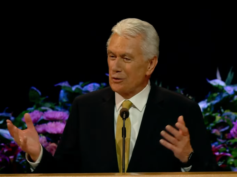 Elder Dieter F. Uchtdorf speaks during a Worldwide Devotional for Young Adults at the Marriott Center on the campus of Brigham Young University in Provo, Utah, on Sunday, February 2, 2025.
