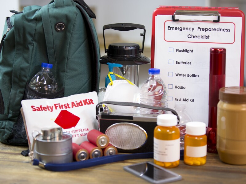 Emergency preparedness natural disaster supplies.