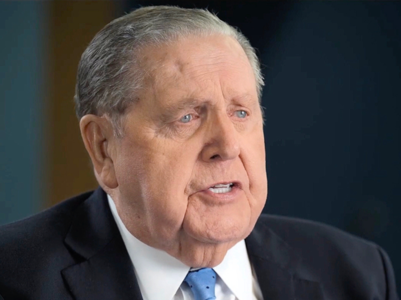 President Jeffrey R. Holland speaks to youth during the October 2025 worldwide youth broadcast titled “Look unto Christ.”