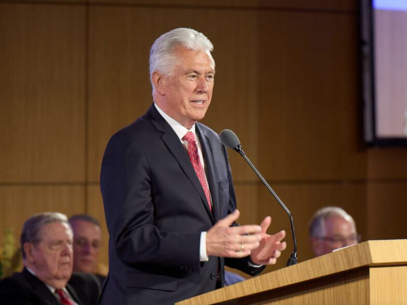 Elder Dieter F. Uchtdorf addresses mission leaders during the 2022 Seminar for New Mission Leaders on Friday, June 24, 2022.