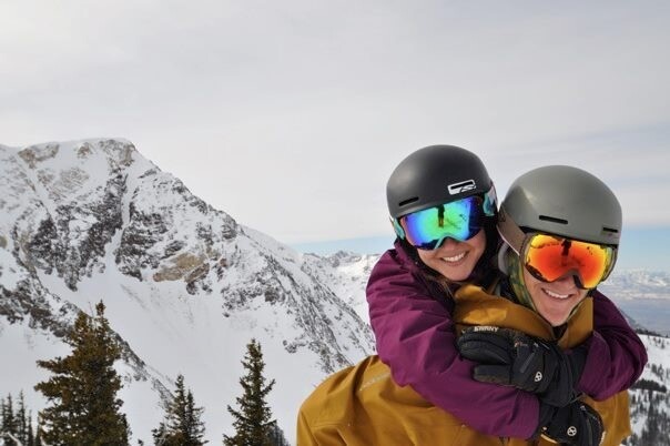 Taylor and Brenda Richards, members of The Church of Jesus Christ of Latter-day Saints, on the ski slopes.