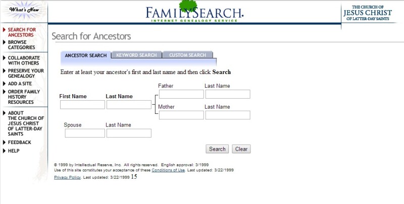 Familysearch.org in 1999