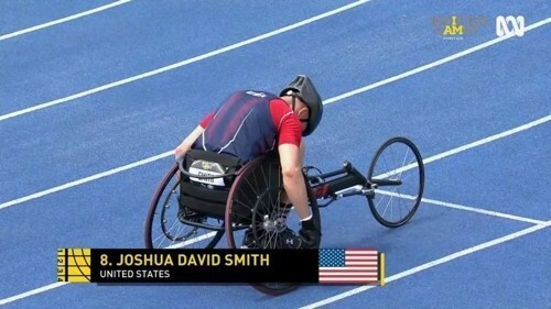 Retired Air Force Tech. Sgt. Joshua D. Smith rides the recumbent bike during a cycling event at the 2018 Invictus Games in Australia in October.