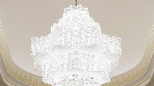 A chandelier in the Jordan River Utah Temple.