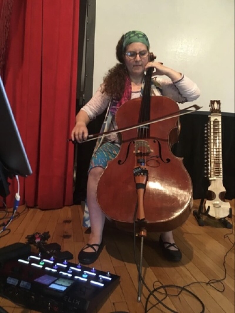 Nicole playing the cello.