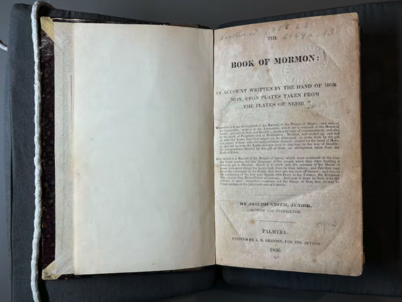 A first edition of the Book of Mormon from the Boston Public Library.