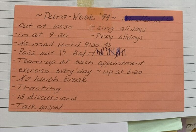 Tammy's Dura Day card that she used a missionary in Fresno, California.