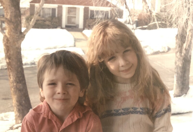 Christie with her brother in their neighborhood in the Avenues.