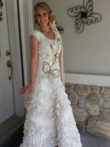 LDS Woman Finds Answer to Prayers Creating Modest Wedding Dresses from Toilet Paper