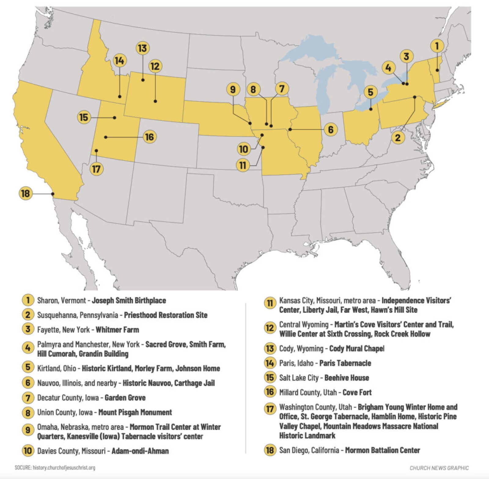 Map: How many Church historic sites can you identify? - LDS Living Map: How many Church historic sites can you identify? - LDS Living