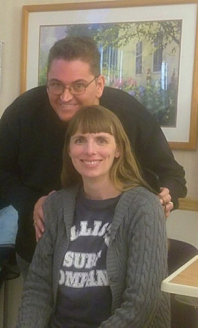 Lecia with her husband who was put into a medical coma because of heart problems.