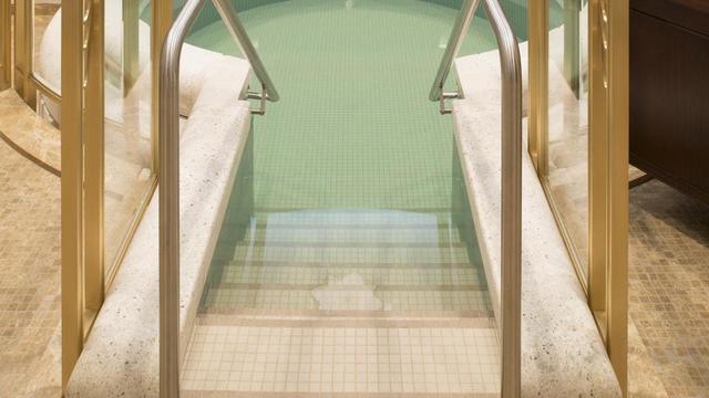 The baptistry staircase in the Jordan River Utah Temple.