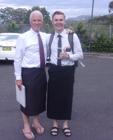 Missionary Drew Dunshee with President Bingham