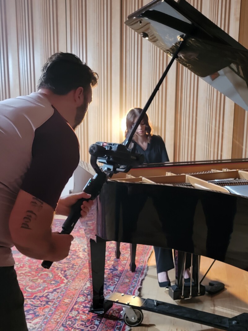 Savannah Jones being recorded at the piano.