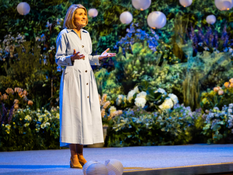 Relief Society General President Camille N. Johnson speaks to young adults during a worldwide devotional, broadcast live from the Salt Lake Tabernacle on Temple Square in Salt Lake City, Utah, on Sunday, May 4, 2025.