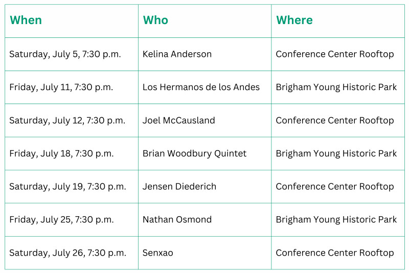 Free LDS Summer 2025 Concerts in Salt Lake City—July