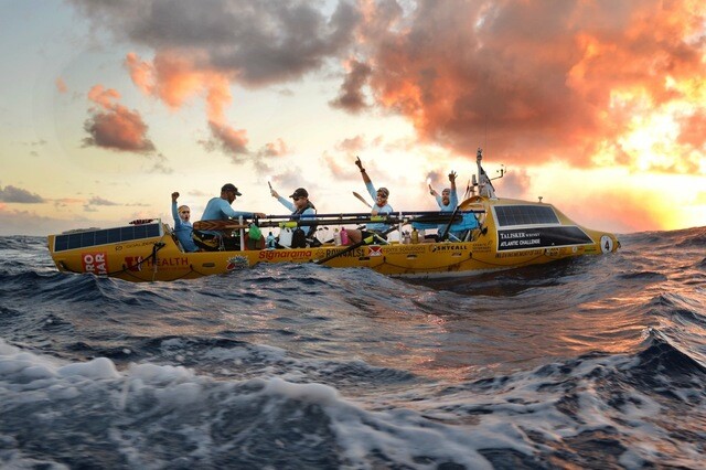 The Row4ALS team on the Atlantic under a beautiful sunrise