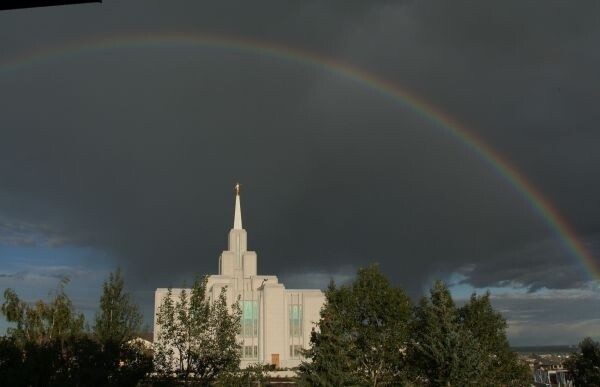 Calgary Alberta Canada Temple with Raibow