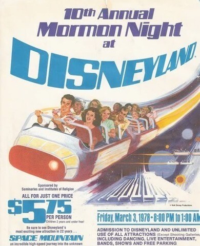 Poster for Mormon Night at Disneyland