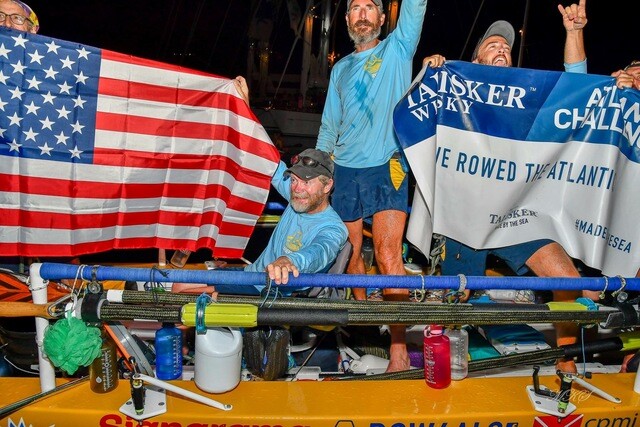 The Row4ALS team after they finished the Atlantic Challenge and Alan Alderman became the first man with ALS to row across the Atlantic